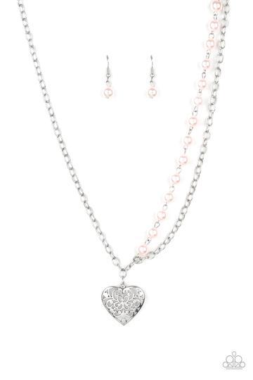 Forever In My Heart Pink Pearl Necklace - Paparazzi Accessories- lightbox - CarasShop.com - Paparazzi Jewelry by Cara Jewels