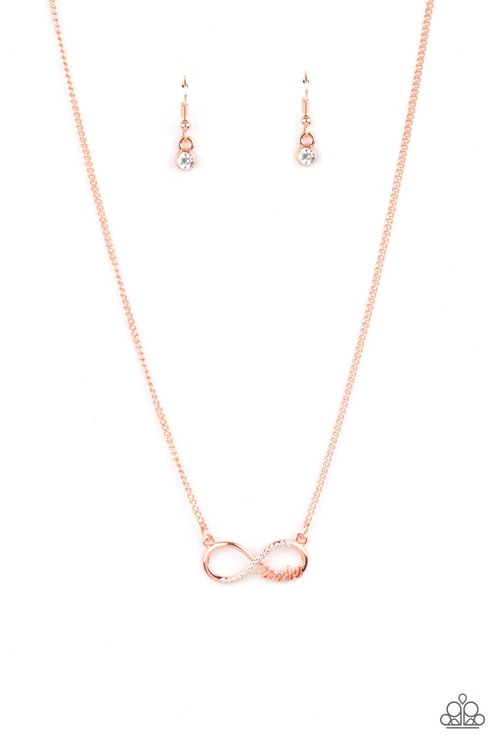 Forever Your Mom Copper Infinity Necklace - Paparazzi Accessories- lightbox - CarasShop.com - Paparazzi Jewelry by Cara Jewels
