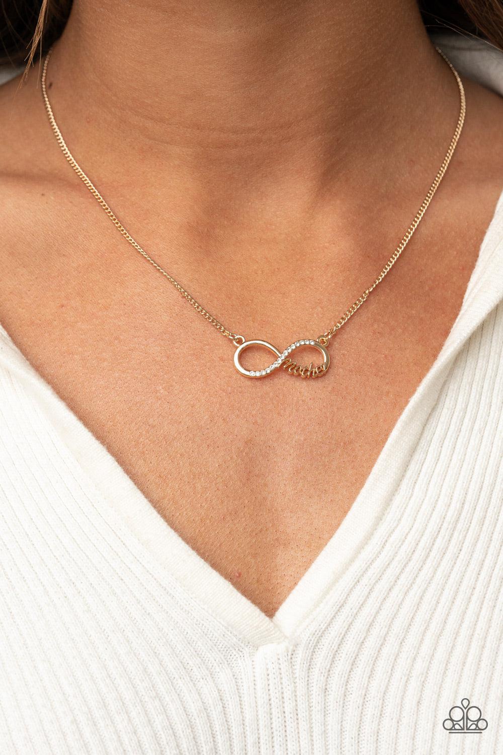 Forever Your Mom Gold Infinity Inspirational Necklace - Paparazzi Accessories- lightbox - CarasShop.com - Paparazzi Jewelry by Cara Jewels