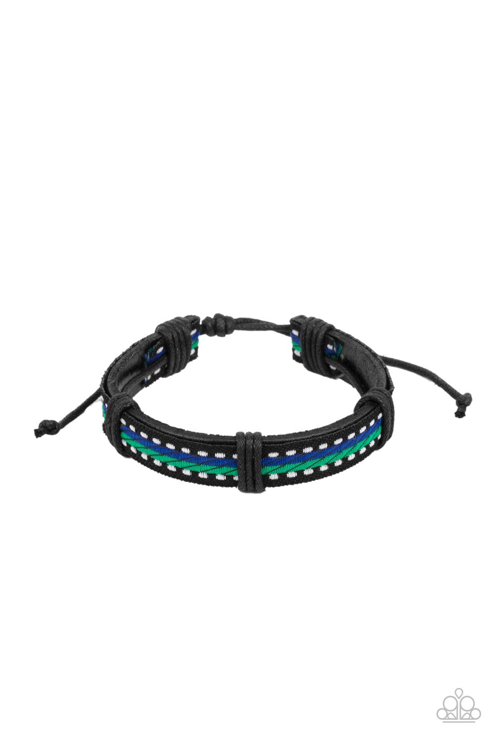 Forging a Trail Blue, Green and Black Leather Urban Knot Bracelet - Paparazzi Accessories- lightbox - CarasShop.com - Paparazzi Jewelry by Cara Jewels
