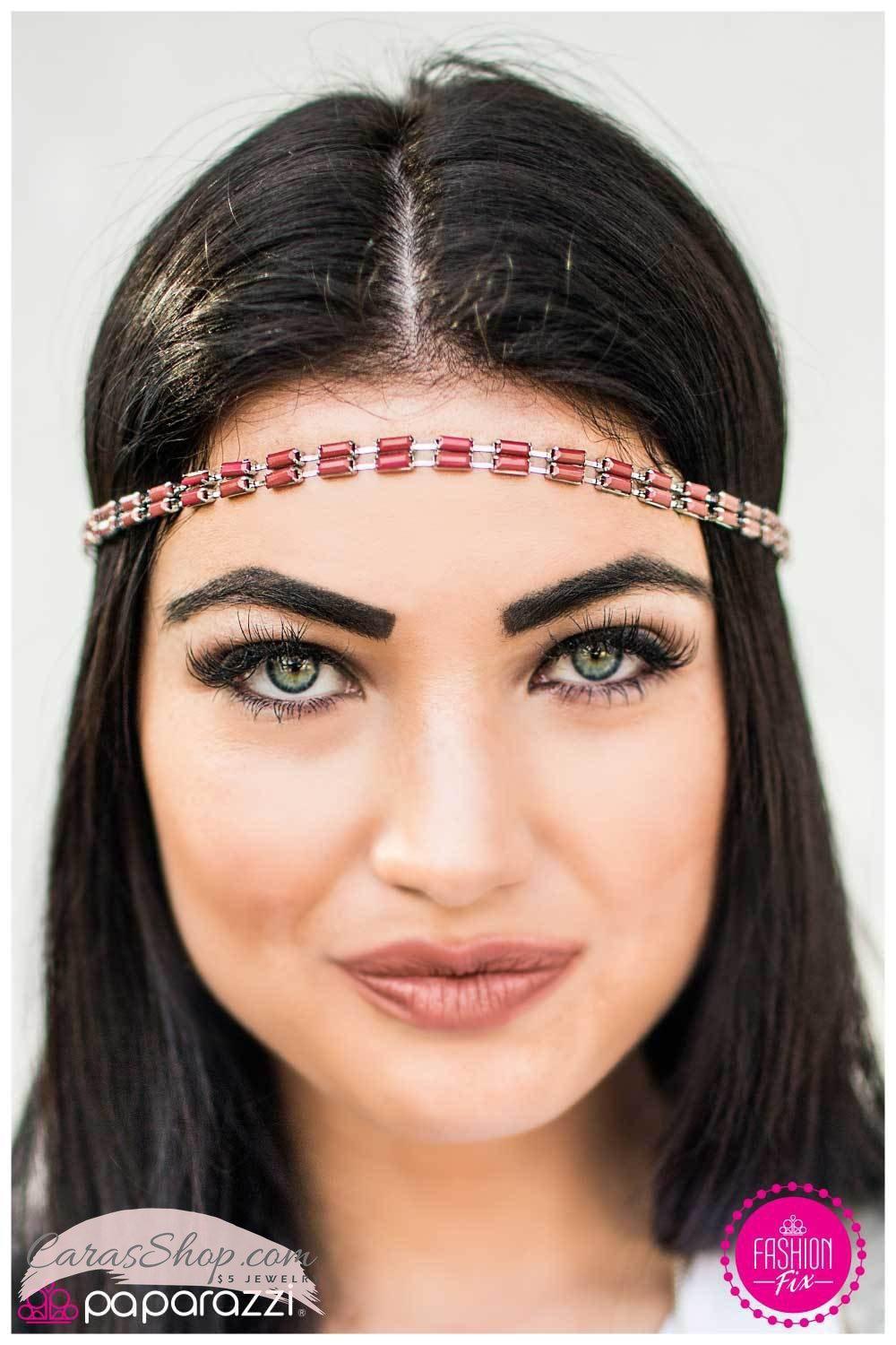 Foxy Lady Red Hippie Headband - Paparazzi Accessories- lightbox - CarasShop.com - Paparazzi Jewelry by Cara Jewels