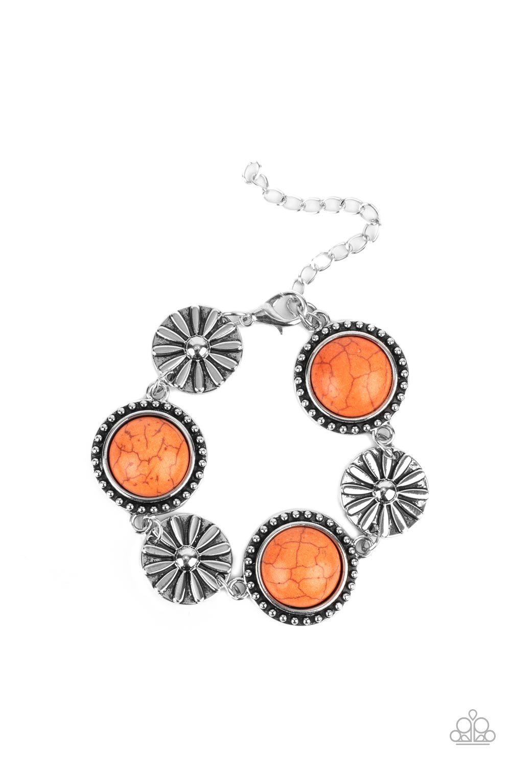 Fredonia Flower Patch Orange Stone Bracelet - Paparazzi Accessories- lightbox - CarasShop.com - Paparazzi Jewelry by Cara Jewels