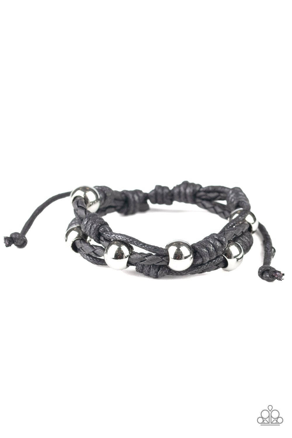 Free Climb Black and Silver Urban Knot Bracelet - Paparazzi Accessories- lightbox - CarasShop.com - Paparazzi Jewelry by Cara Jewels