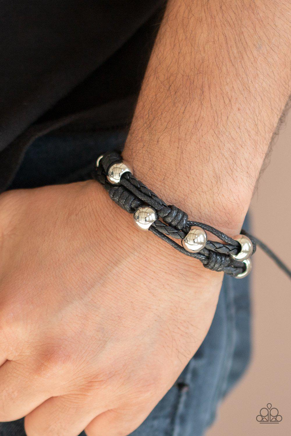 Free Climb Black and Silver Urban Knot Bracelet - Paparazzi Accessories- lightbox - CarasShop.com - Paparazzi Jewelry by Cara Jewels