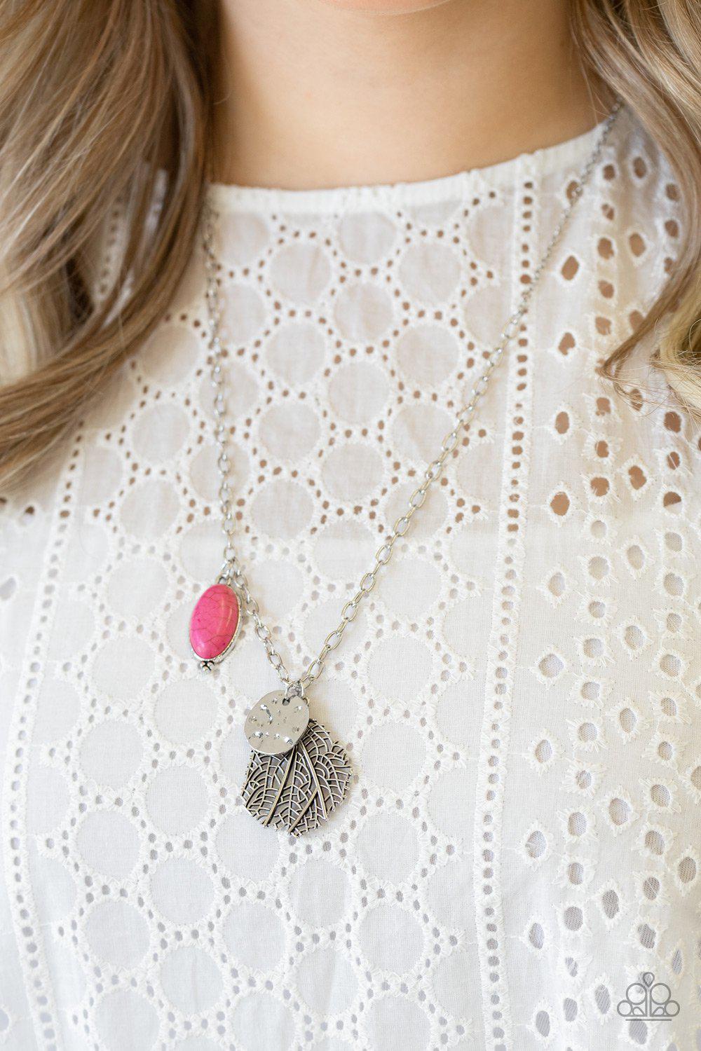Free-Spirited Forager Pink Necklace - Paparazzi Accessories- on model - CarasShop.com - Paparazzi Jewelry by Cara Jewels