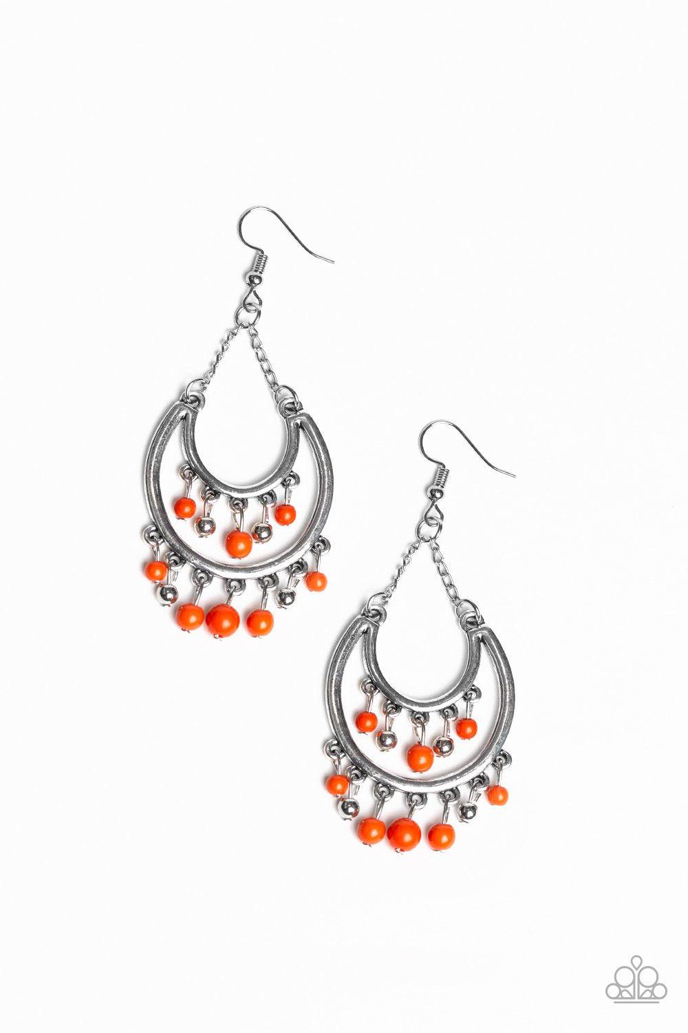 Free-Spirited Spirit Orange and Silver Earrings - Paparazzi Accessories- lightbox - CarasShop.com - Paparazzi Jewelry by Cara Jewels