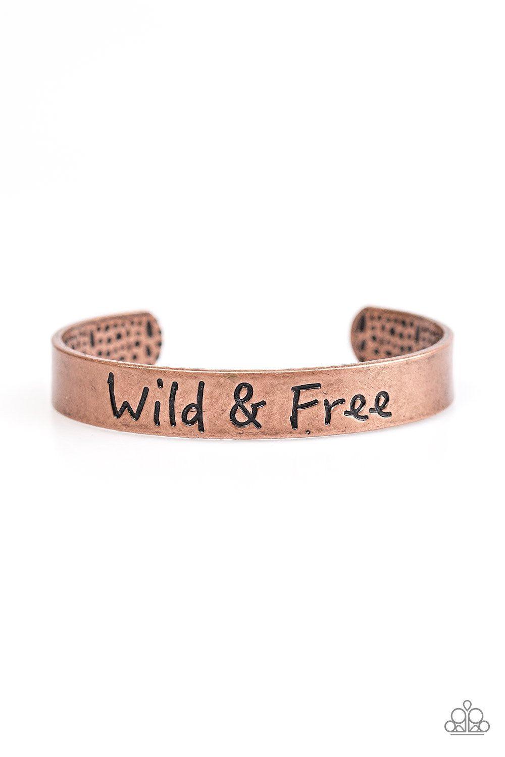 Free To Be Wild Copper Inspirational Cuff Bracelet - Paparazzi Accessories- lightbox - CarasShop.com - Paparazzi Jewelry by Cara Jewels