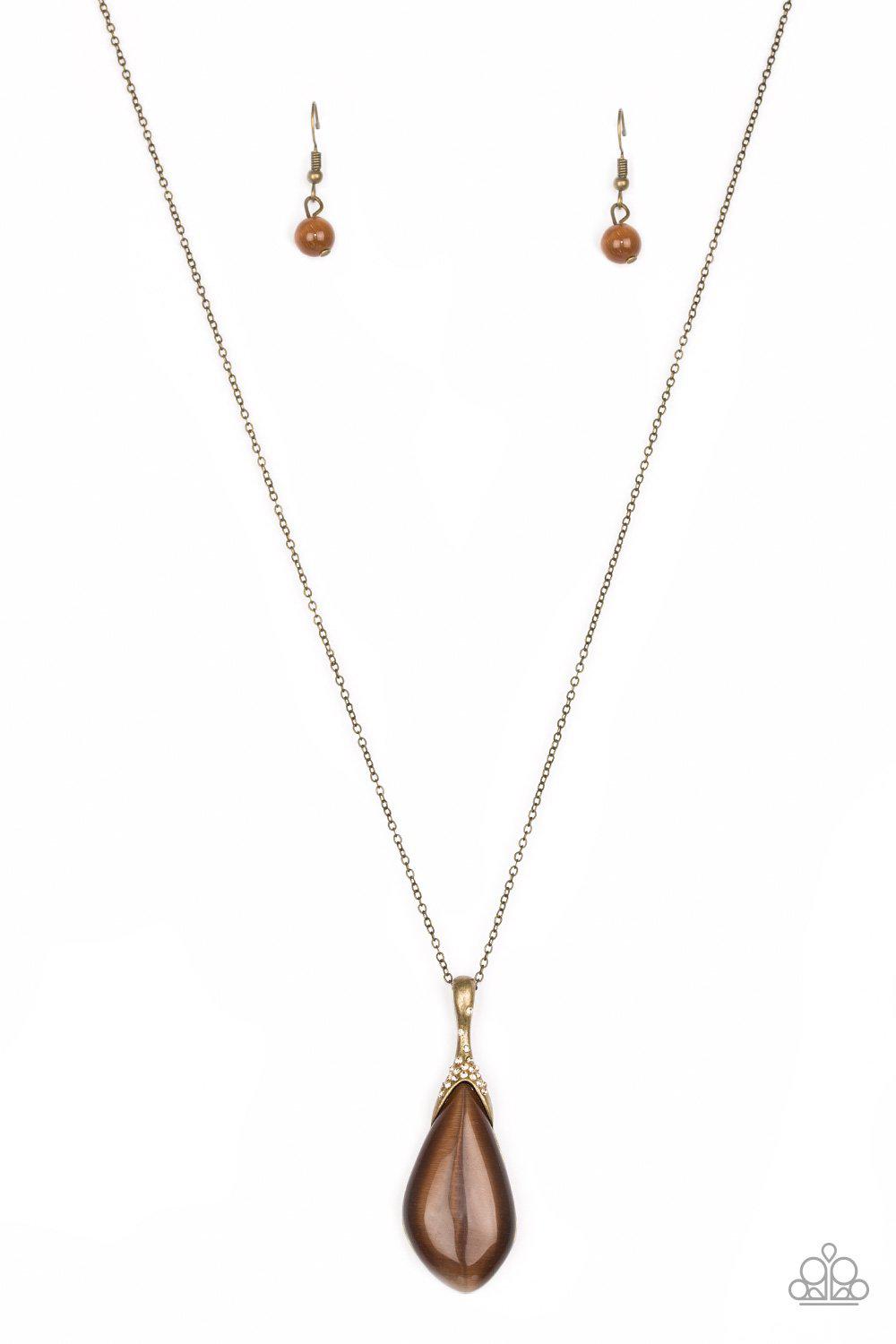 Friends In Glow Places Brass Moonstone Necklace - Paparazzi Accessories- lightbox - CarasShop.com - Paparazzi Jewelry by Cara Jewels