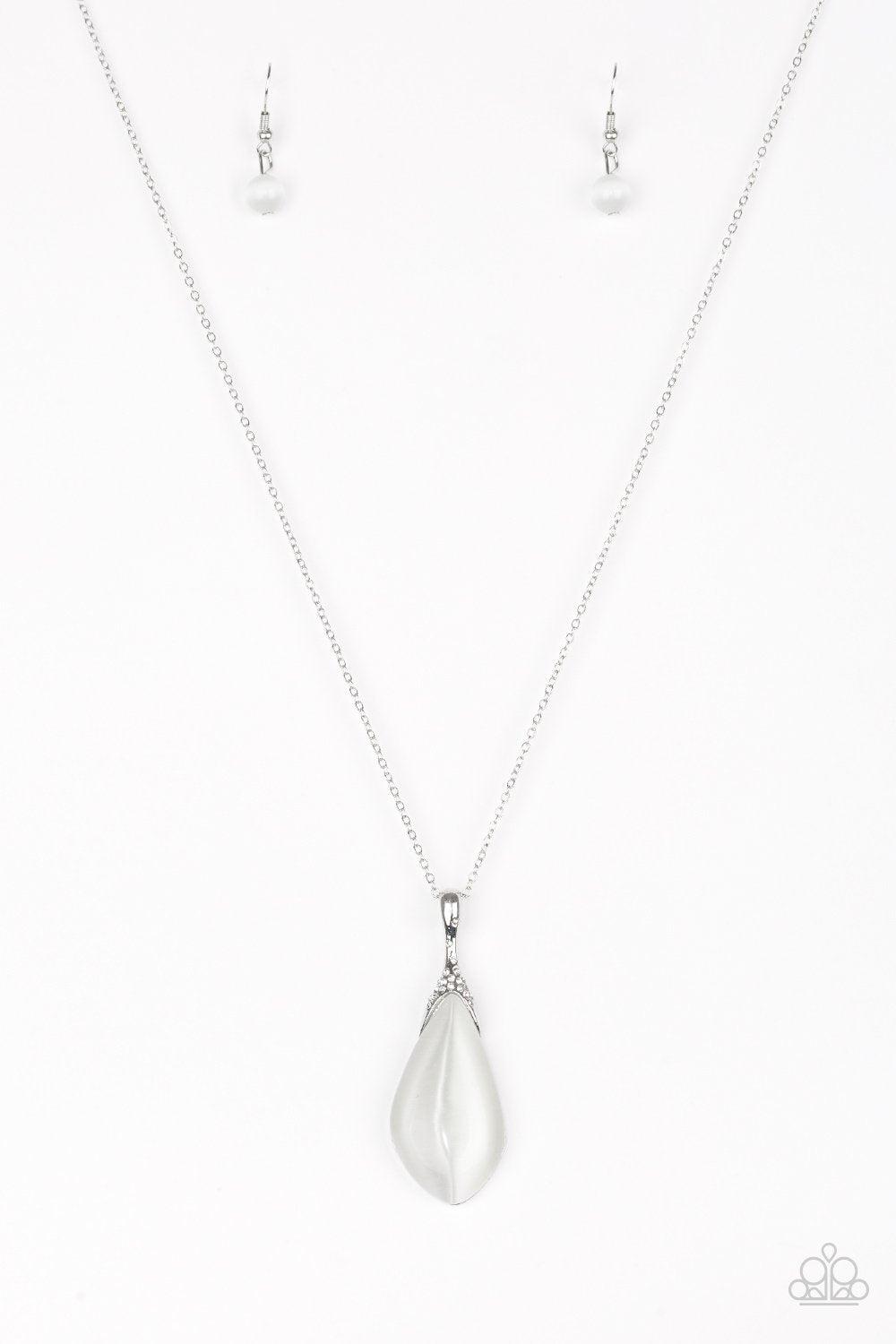 Friends In GLOW Places White Moonstone Necklace - Paparazzi Accessories- lightbox - CarasShop.com - Paparazzi Jewelry by Cara Jewels