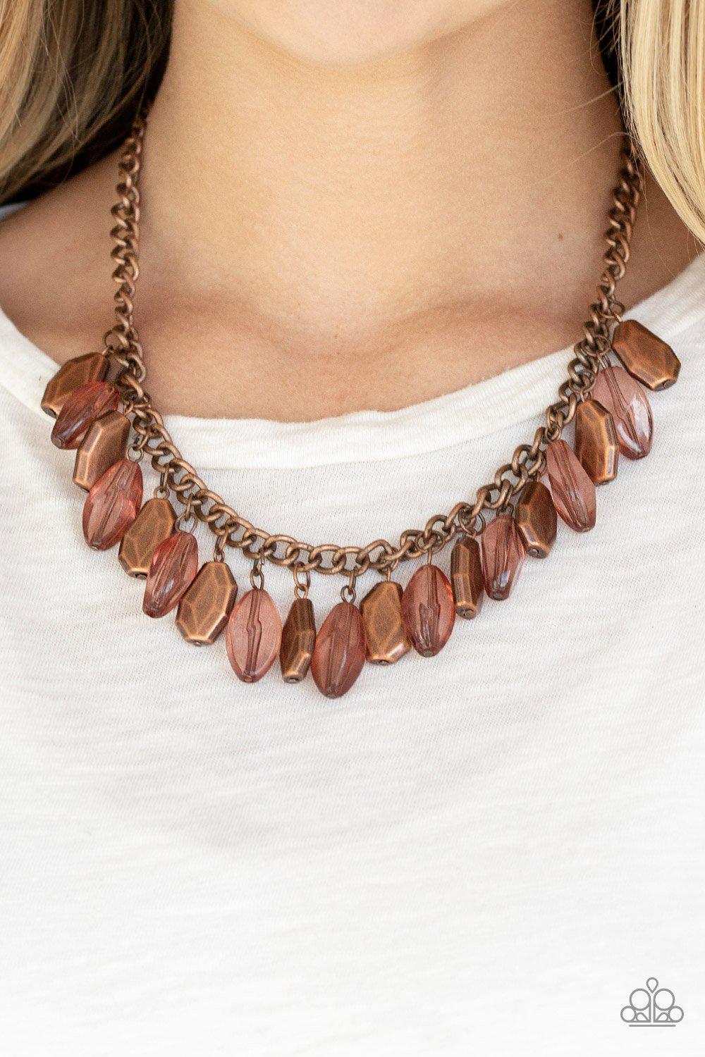 Fringe Fabulous Copper Bead Necklace - Paparazzi Accessories- lightbox - CarasShop.com - Paparazzi Jewelry by Cara Jewels