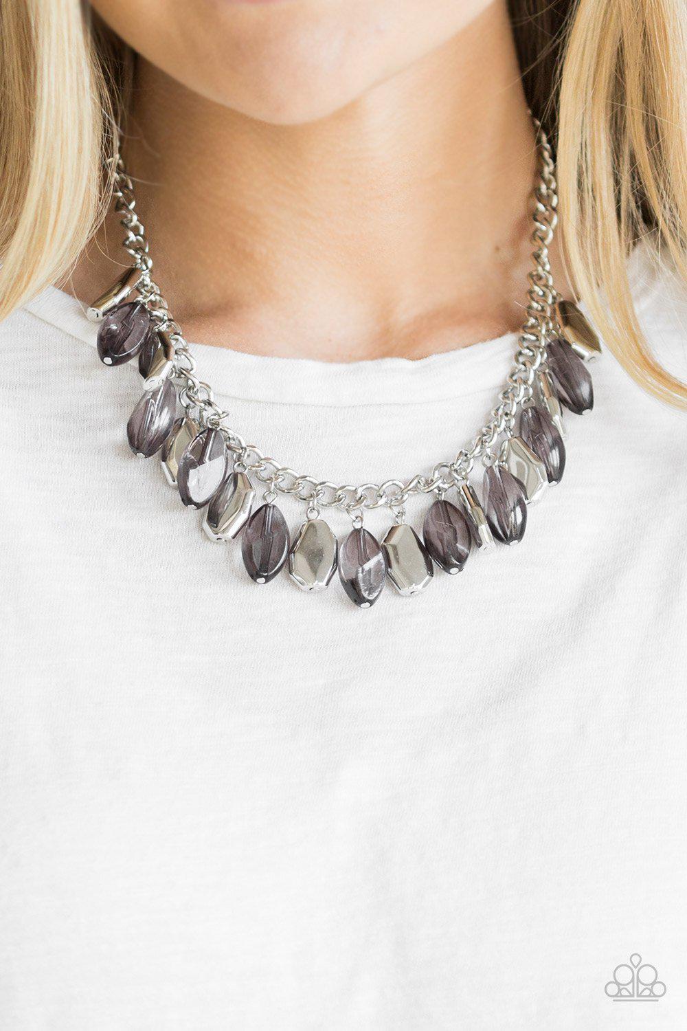 Fringe Fabulous Silver Necklace - Paparazzi Accessories- on model - CarasShop.com - Paparazzi Jewelry by Cara Jewels