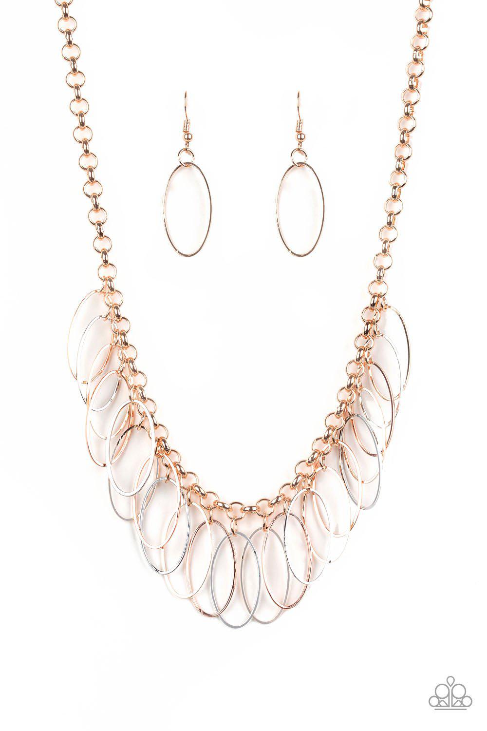 Fringe Finale Multi Copper and Silver Necklace - Paparazzi Accessories- lightbox - CarasShop.com - Paparazzi Jewelry by Cara Jewels