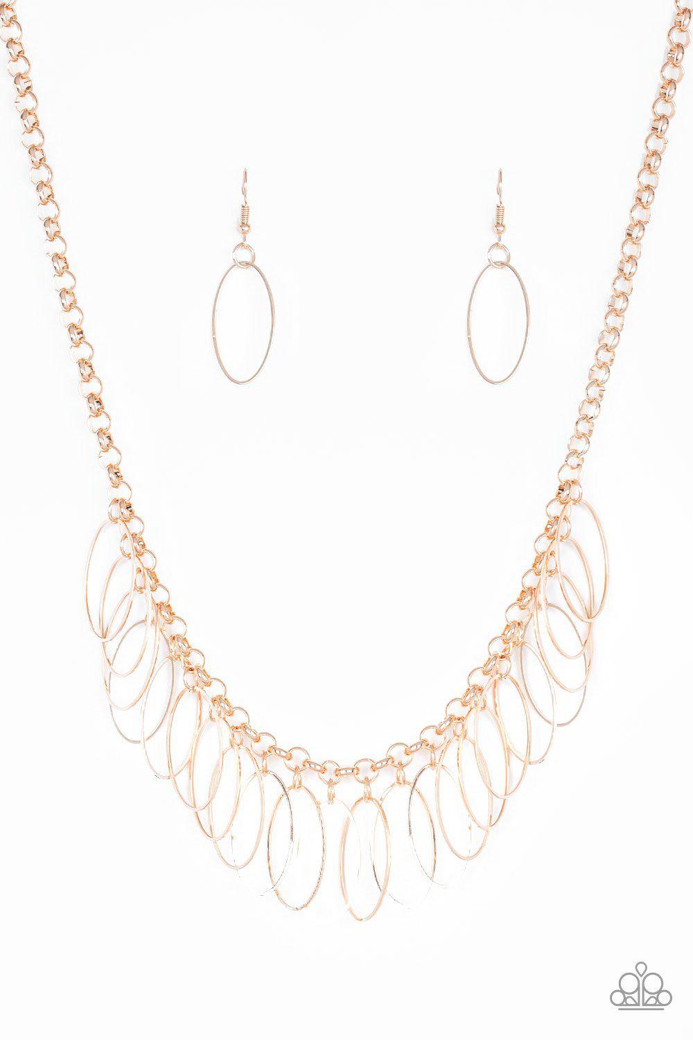 Fringe Finale Rose Gold Necklace - Paparazzi Accessories- lightbox - CarasShop.com - Paparazzi Jewelry by Cara Jewels