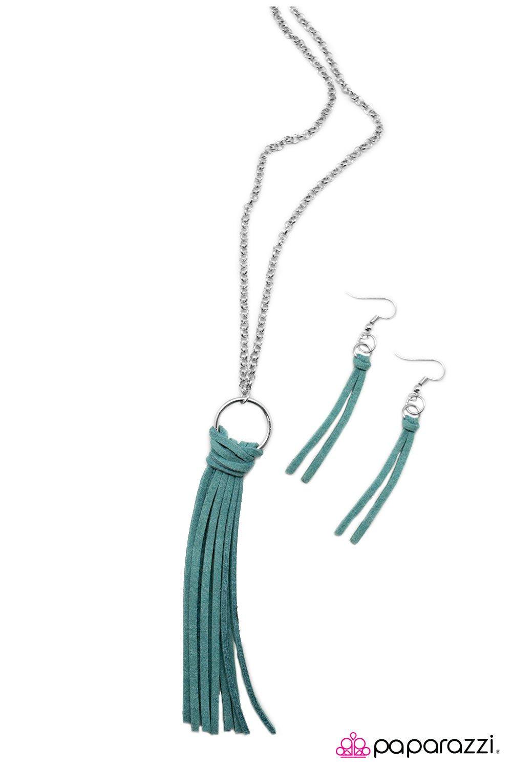 FRINGE With Benefits Blue Suede Tassel Necklace - Paparazzi Accessories- lightbox - CarasShop.com - Paparazzi Jewelry by Cara Jewels
