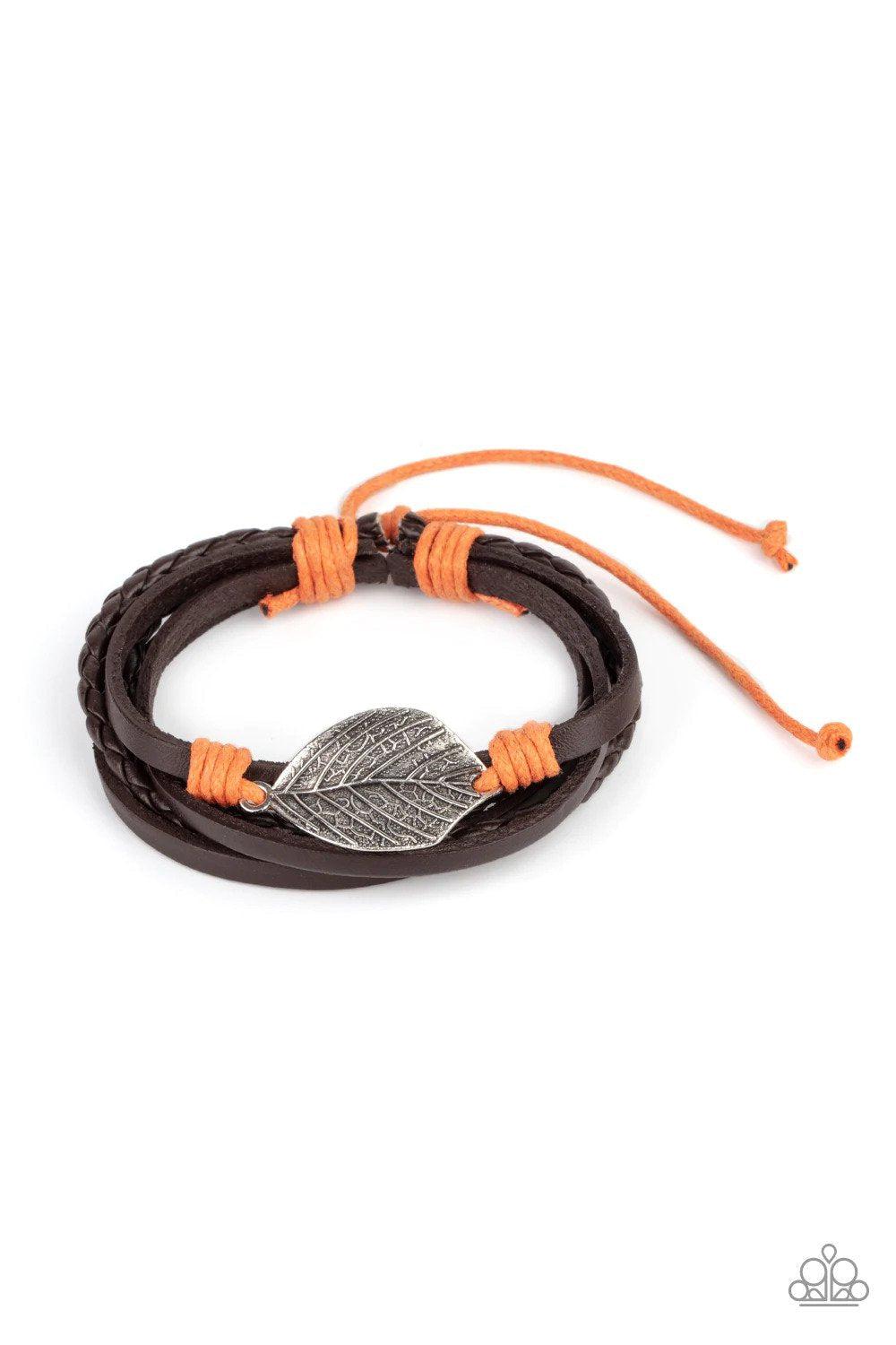 FROND and Center Orange Bracelet - Paparazzi Accessories- lightbox - CarasShop.com - Paparazzi Jewelry by Cara Jewels