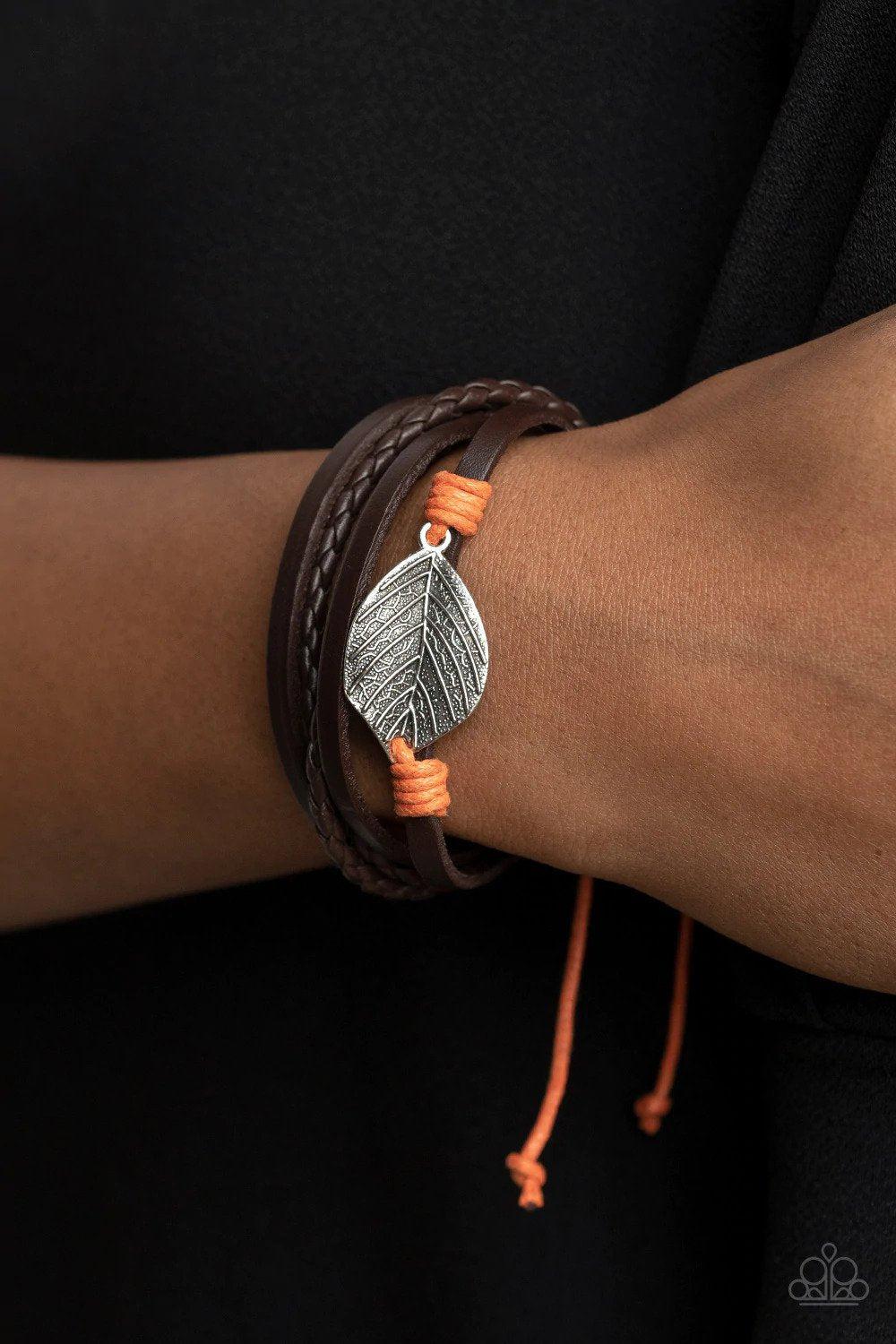 FROND and Center Orange Bracelet - Paparazzi Accessories- on model - CarasShop.com - Paparazzi Jewelry by Cara Jewels