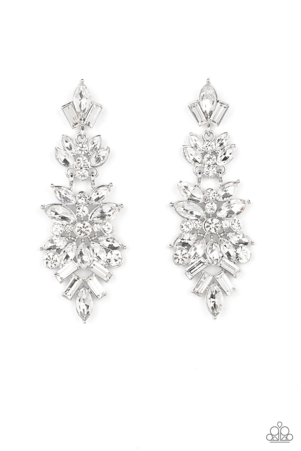 Frozen Fairytale White Rhinestone Earrings - Paparazzi Accessories- lightbox - CarasShop.com - Paparazzi Jewelry by Cara Jewels