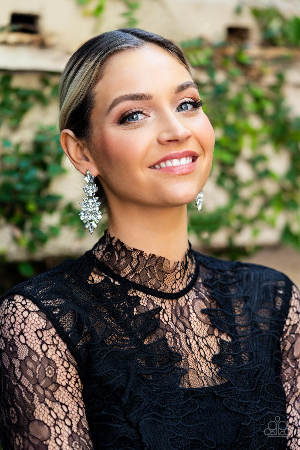 Frozen Fairytale White Rhinestone Earrings - Paparazzi Accessories