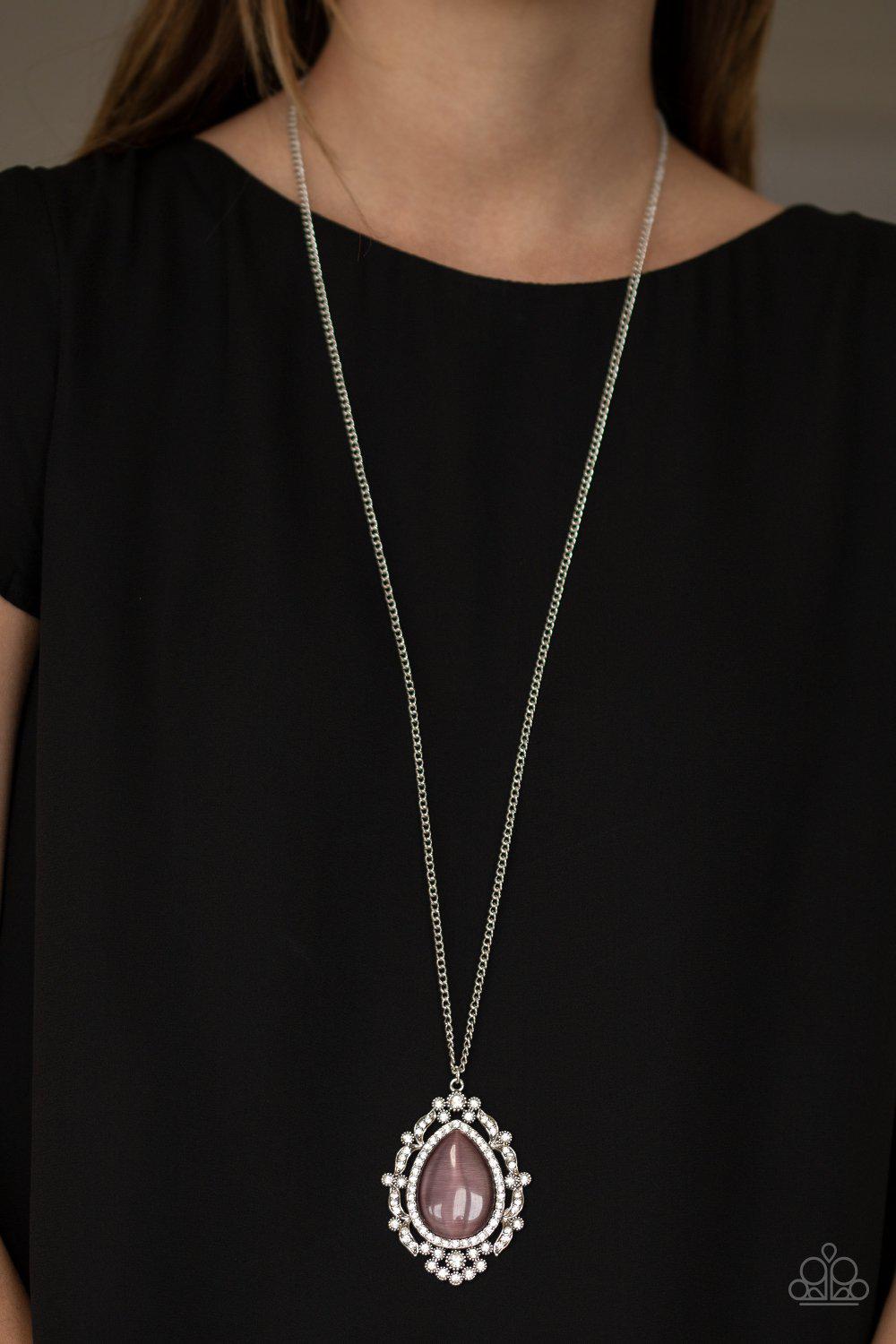 Frozen Gardens Purple Cat's Eye Stone Necklace - Paparazzi Accessories- lightbox - CarasShop.com - Paparazzi Jewelry by Cara Jewels