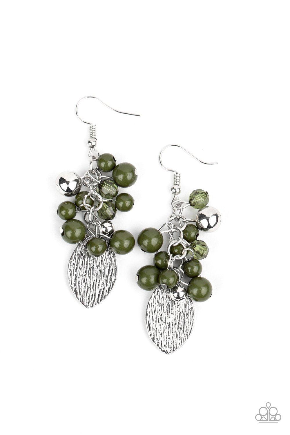 Fruity Finesse Green and Silver Earrings - Paparazzi Accessories- lightbox - CarasShop.com - Paparazzi Jewelry by Cara Jewels