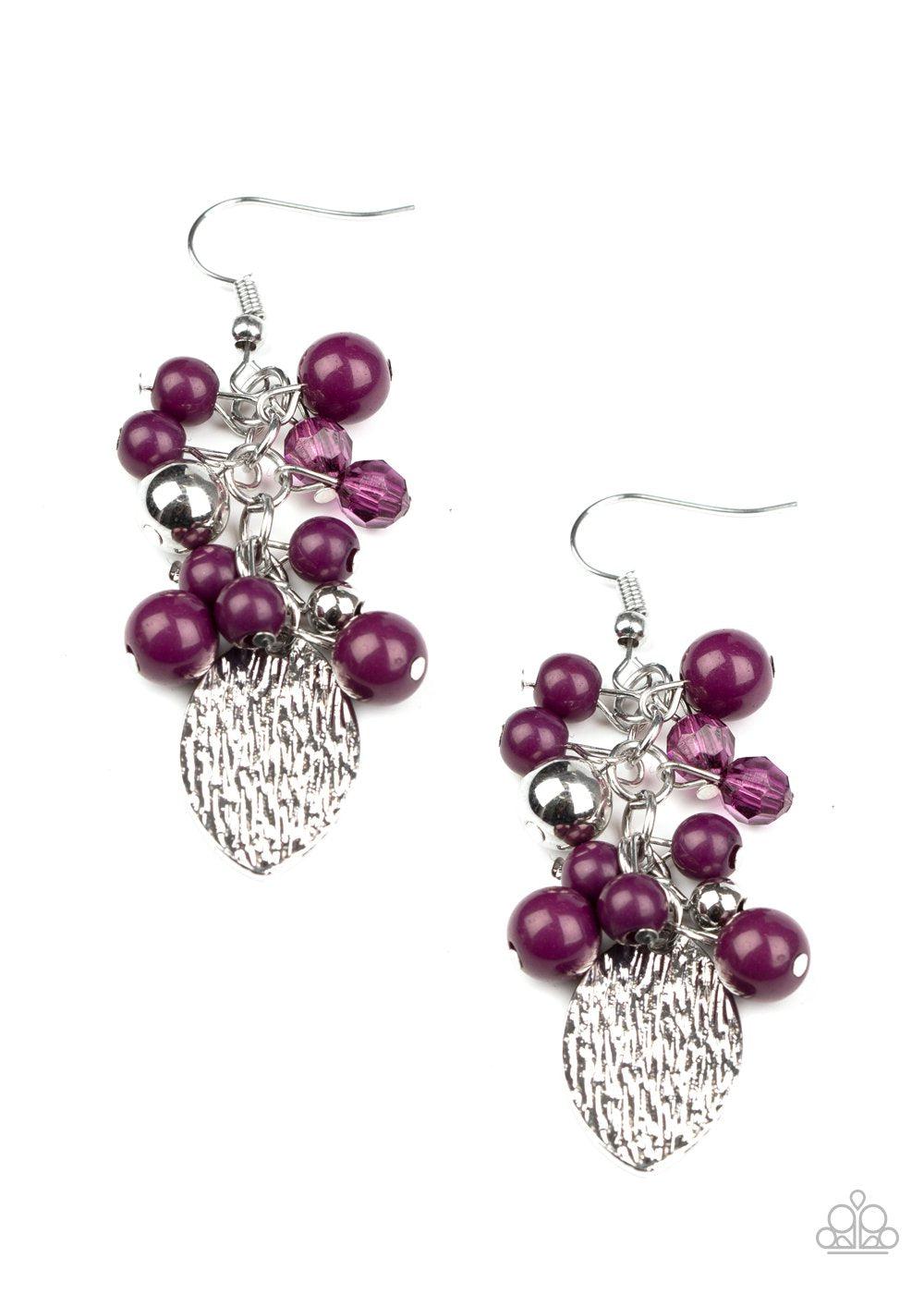 Fruity Finesse Purple and Silver Earrings - Paparazzi Accessories- lightbox - CarasShop.com - Paparazzi Jewelry by Cara Jewels