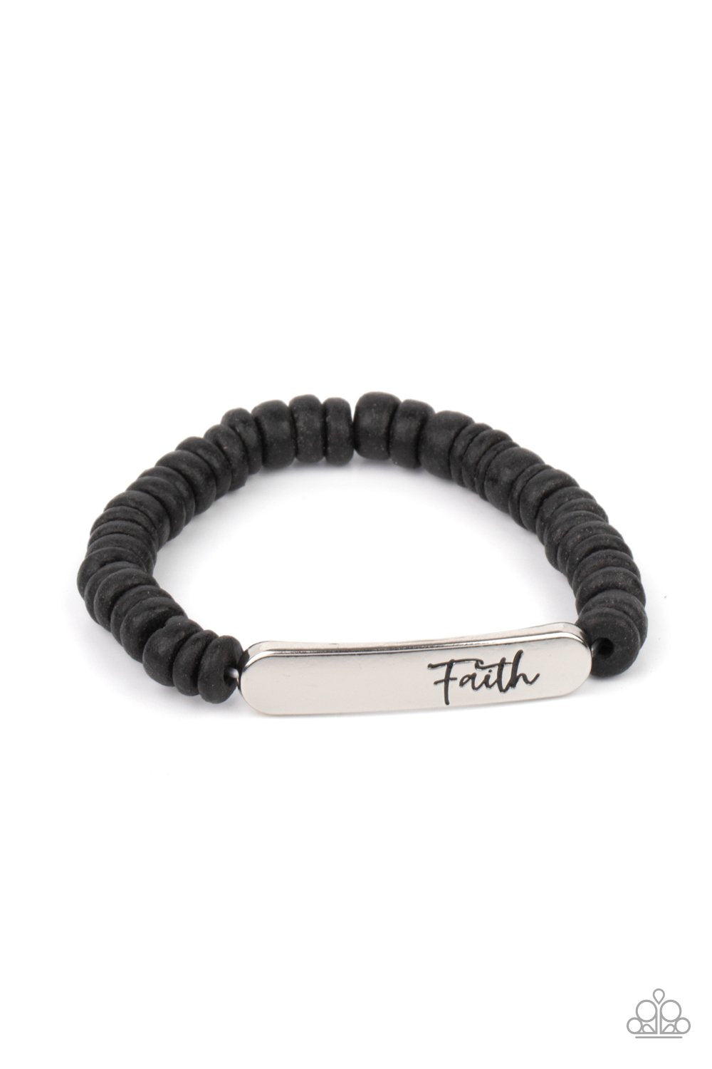 Full Faith Black Wood Inspirational Bracelet - Paparazzi Accessories- lightbox - CarasShop.com - Paparazzi Jewelry by Cara Jewels