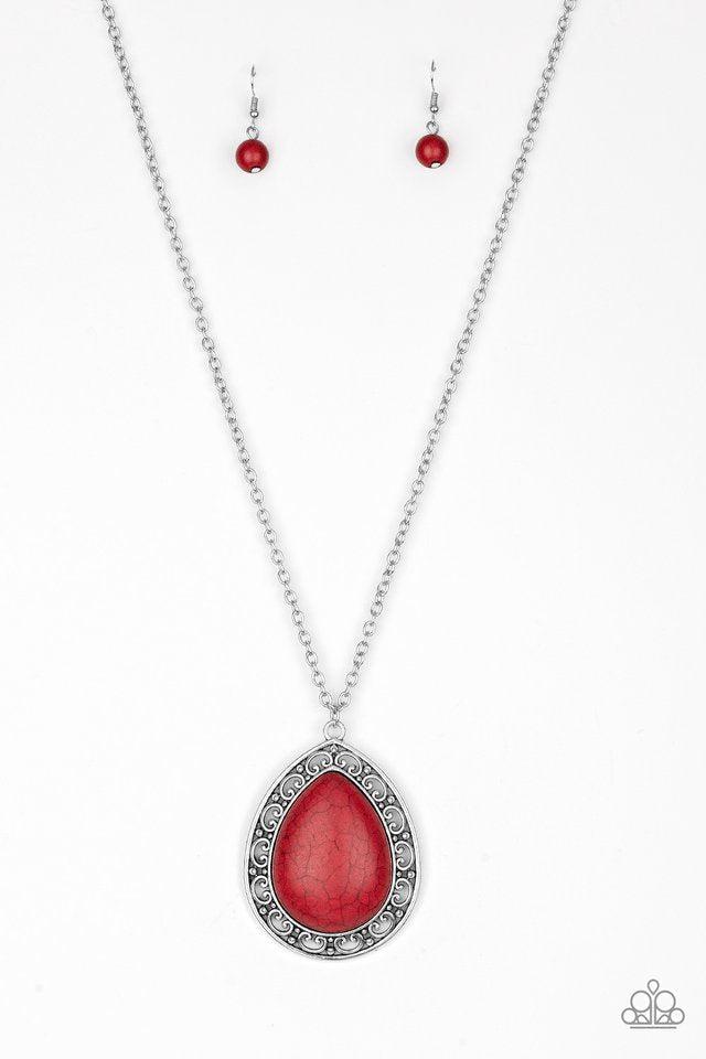 Full Frontier Red Necklace - Paparazzi Accessories- lightbox - CarasShop.com - Paparazzi Jewelry by Cara Jewels