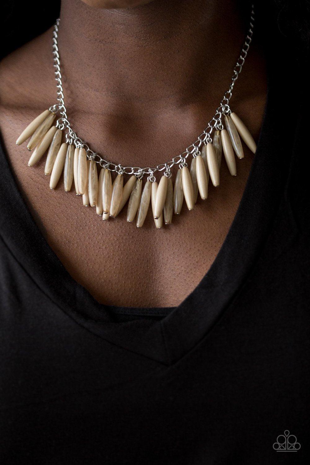 Full Of Flavor Brown Necklace - Paparazzi Accessories- on model - CarasShop.com - Paparazzi Jewelry by Cara Jewels