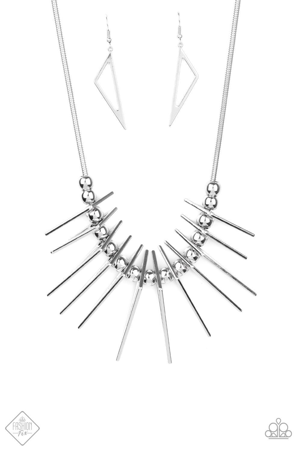 Fully Charged Silver Abstract Necklace - Paparazzi Accessories- lightbox - CarasShop.com - Paparazzi Jewelry by Cara Jewels