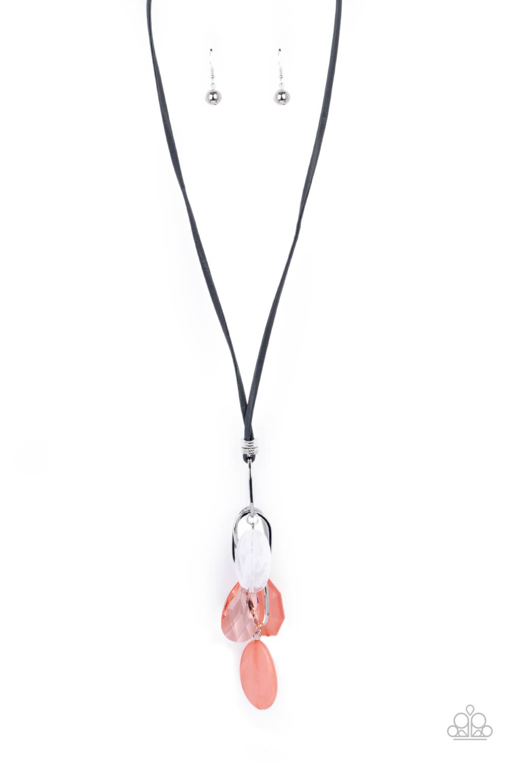 Fundamentally Flirtatious Orange and Silver Leather Necklace - Paparazzi Accessories- lightbox - CarasShop.com - Paparazzi Jewelry by Cara Jewels