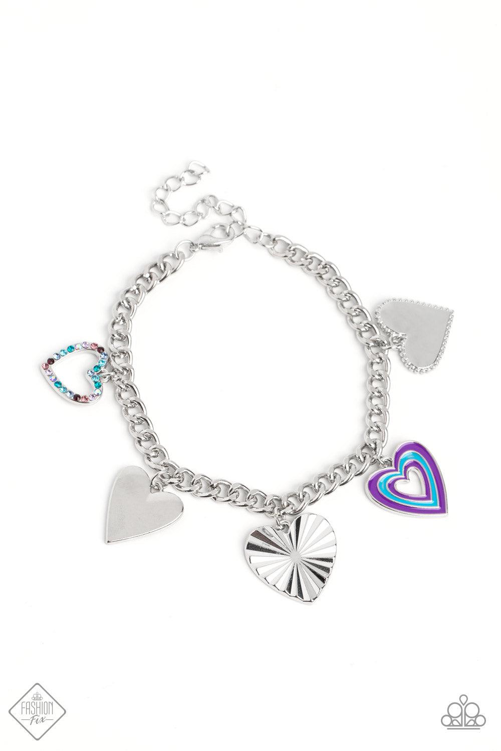 Funky Forte Multi Heart Bracelet - Paparazzi Accessories- lightbox - CarasShop.com - Paparazzi Jewelry by Cara Jewels