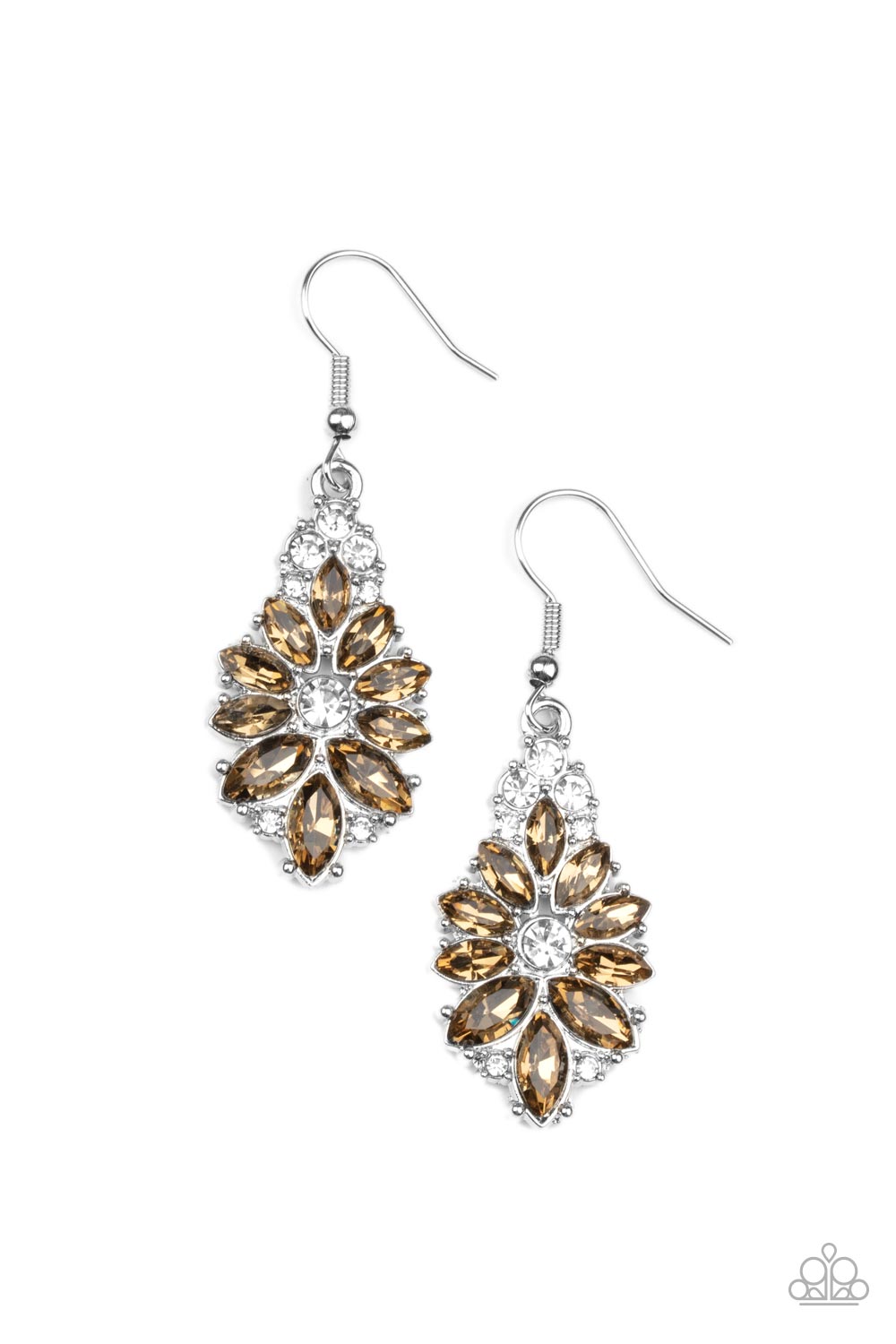 Gala Goddess Brown Rhinestone Earrings - Paparazzi Accessories- lightbox - CarasShop.com - Paparazzi Jewelry by Cara Jewels