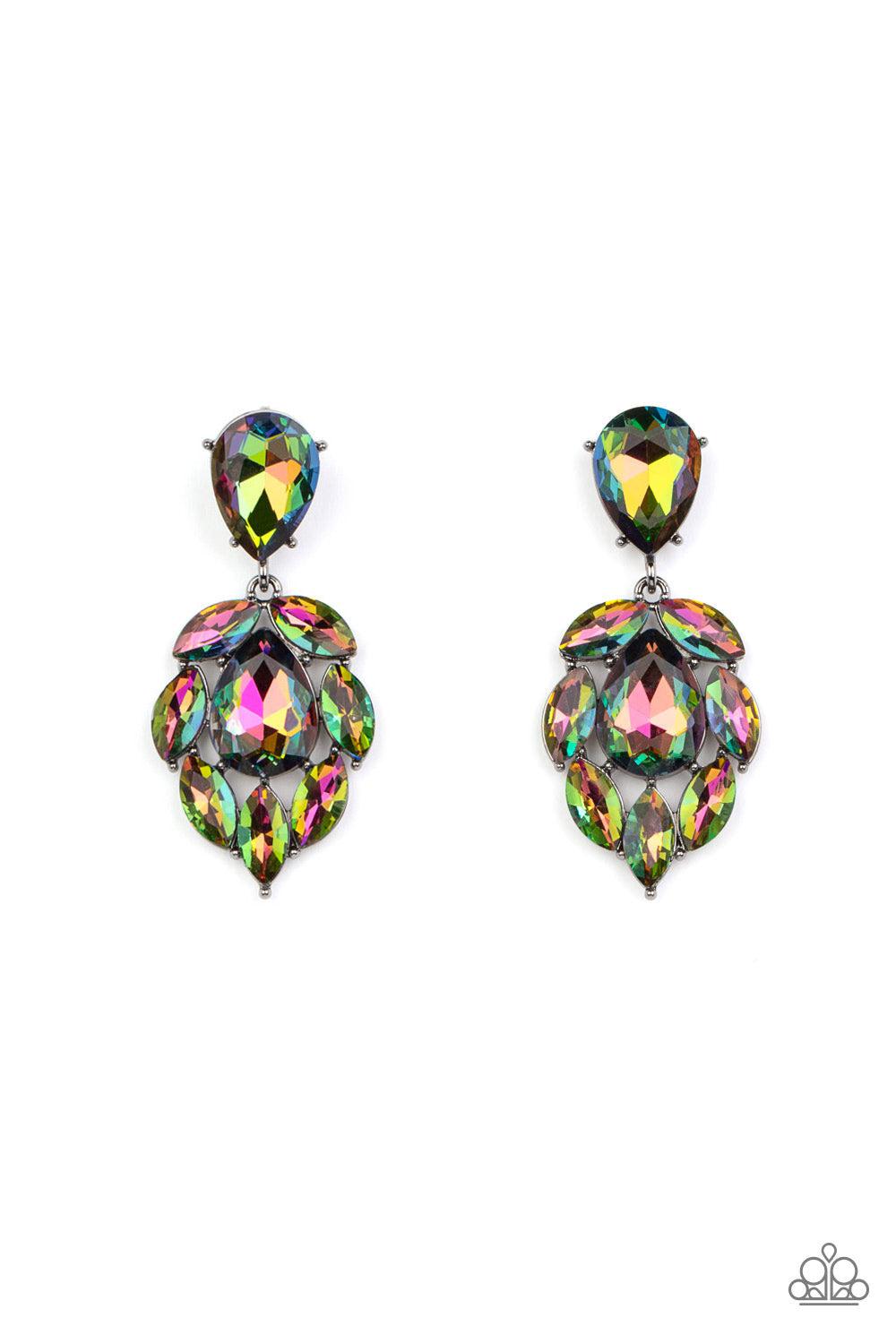 Galactic Go-Getter Multi Oil Spill Gem Earrings - Paparazzi Accessories- lightbox - CarasShop.com - Paparazzi Jewelry by Cara Jewels