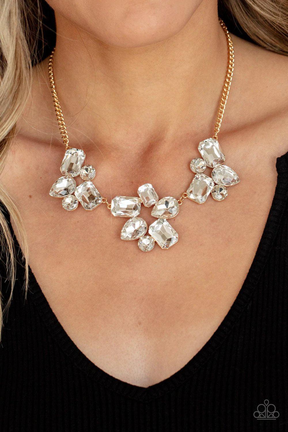 Galactic Goddess Gold Necklace - Paparazzi Accessories- on model - CarasShop.com - Paparazzi Jewelry by Cara Jewels