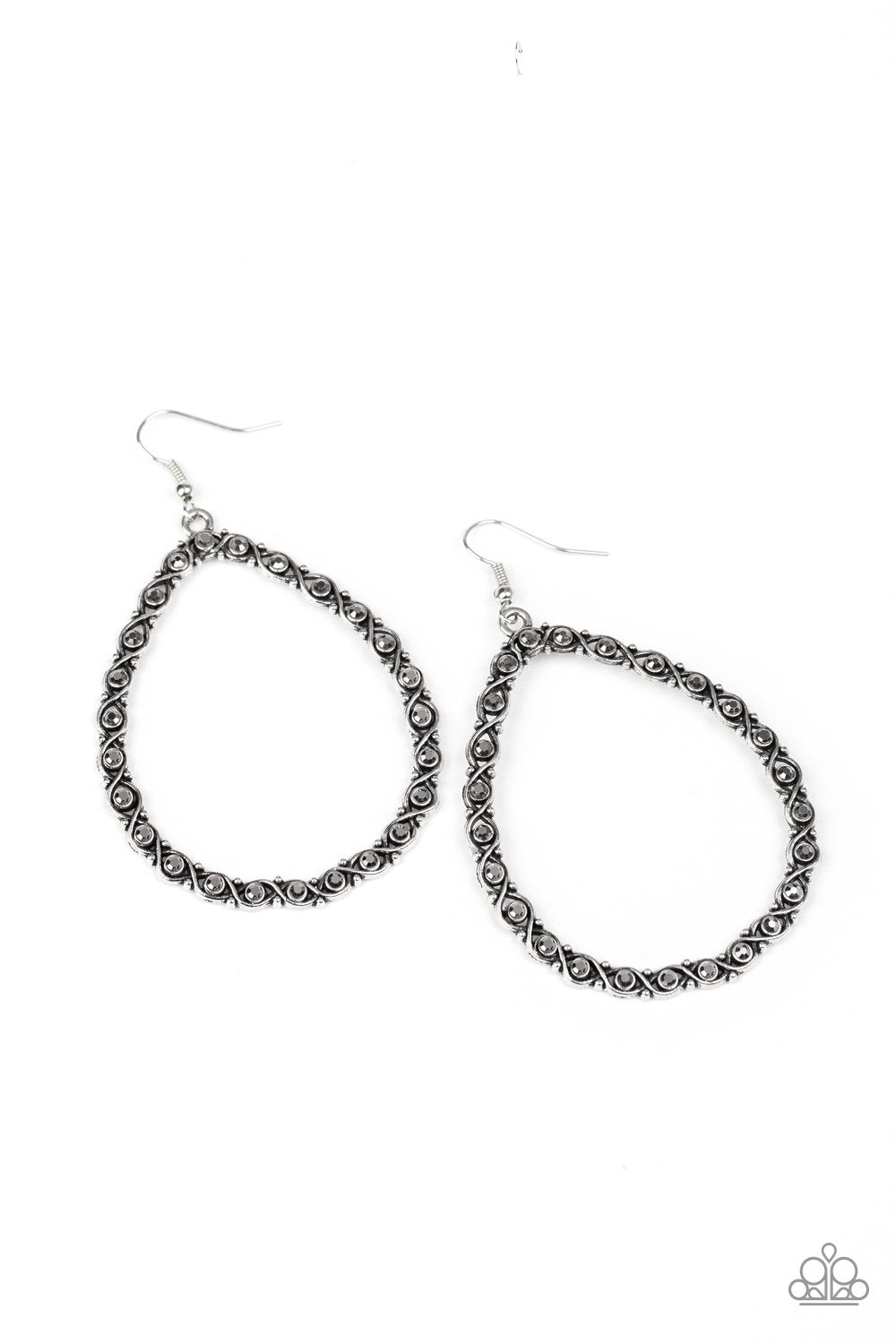 Galaxy Gardens Silver Teardrop Earrings - Paparazzi Accessories- lightbox - CarasShop.com - Paparazzi Jewelry by Cara Jewels