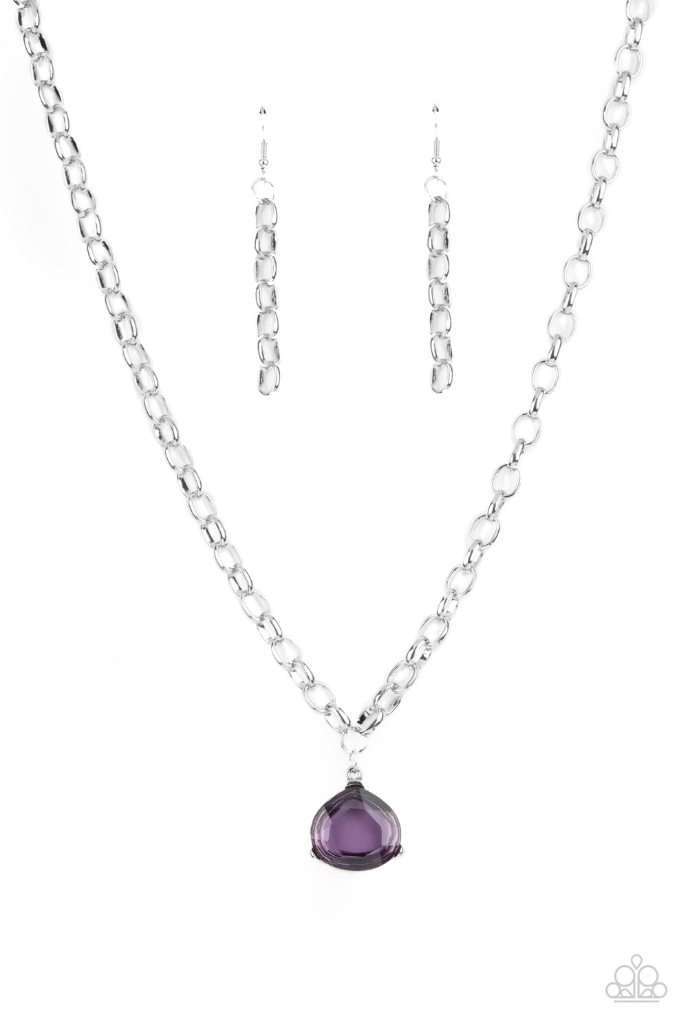 Gallery Gem Purple Rhinestone Necklace - Paparazzi Accessories- lightbox - CarasShop.com - Paparazzi Jewelry by Cara Jewels