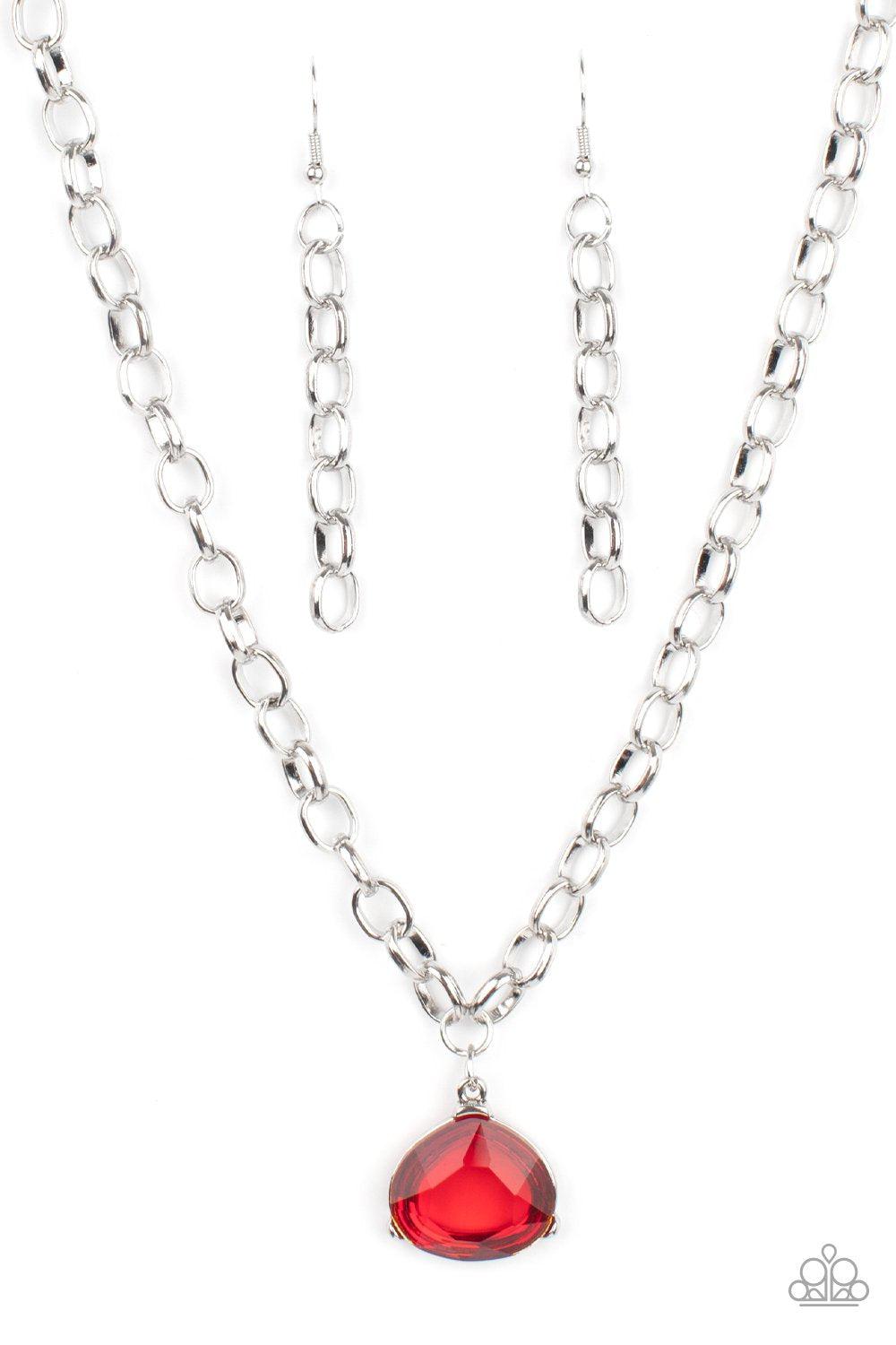 Gallery Gem Red Rhinestone Necklace - Paparazzi Accessories- lightbox - CarasShop.com - Paparazzi Jewelry by Cara Jewels