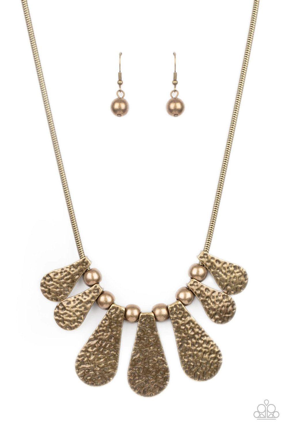Gallery Goddess Brass Necklace - Paparazzi Accessories- lightbox - CarasShop.com - Paparazzi Jewelry by Cara Jewels