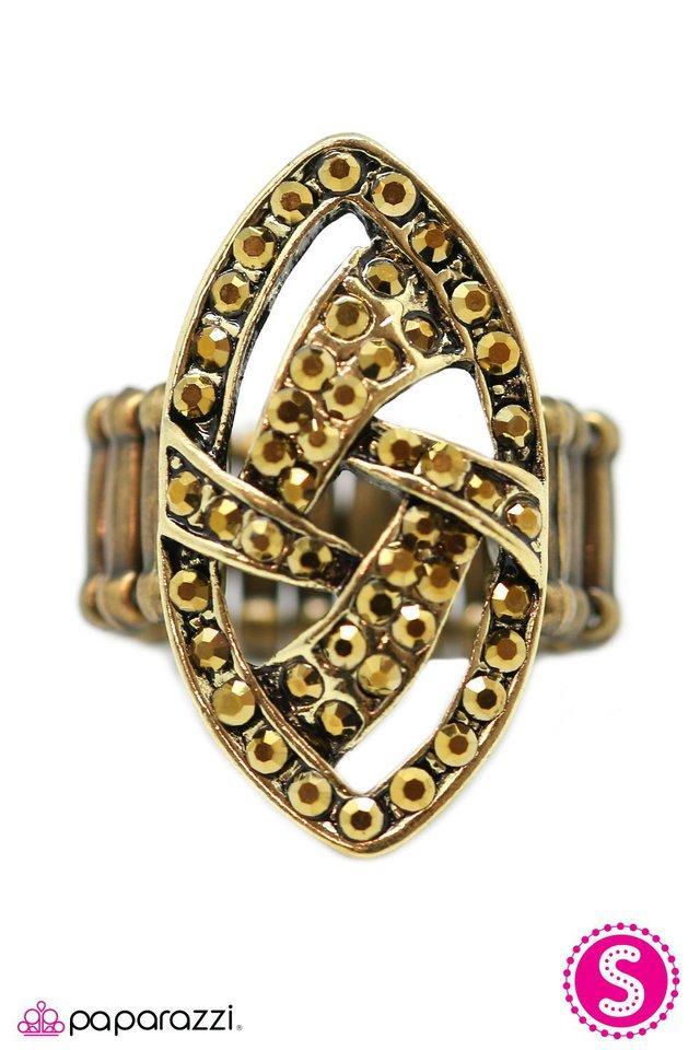 Game Time Brass Ring - Paparazzi Accessories- lightbox - CarasShop.com - Paparazzi Jewelry by Cara Jewels