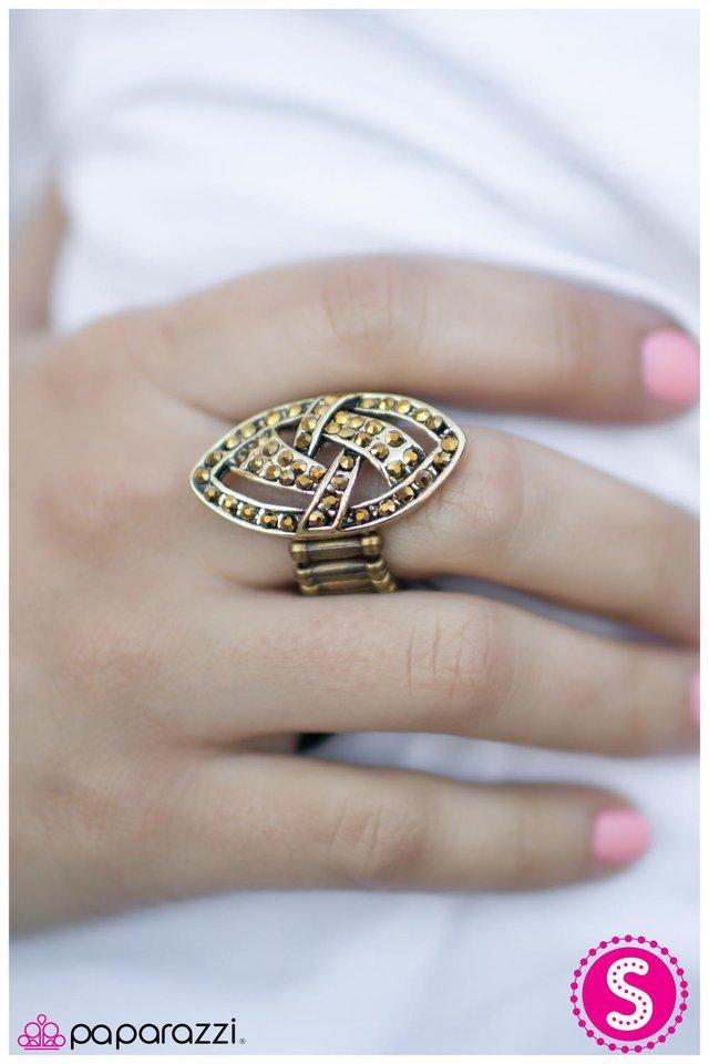 Game Time Brass Ring - Paparazzi Accessories- lightbox - CarasShop.com - Paparazzi Jewelry by Cara Jewels