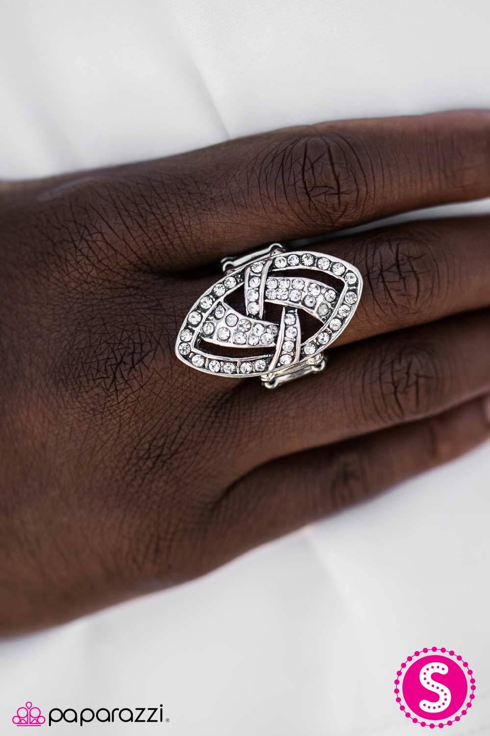 Game Time White Ring - Paparazzi Accessories- on model - CarasShop.com - Paparazzi Jewelry by Cara Jewels