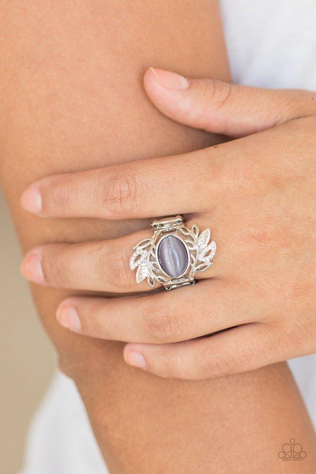Garden Dew Purple Moonstone Ring - Paparazzi Accessories- on model - CarasShop.com - Paparazzi Jewelry by Cara Jewels