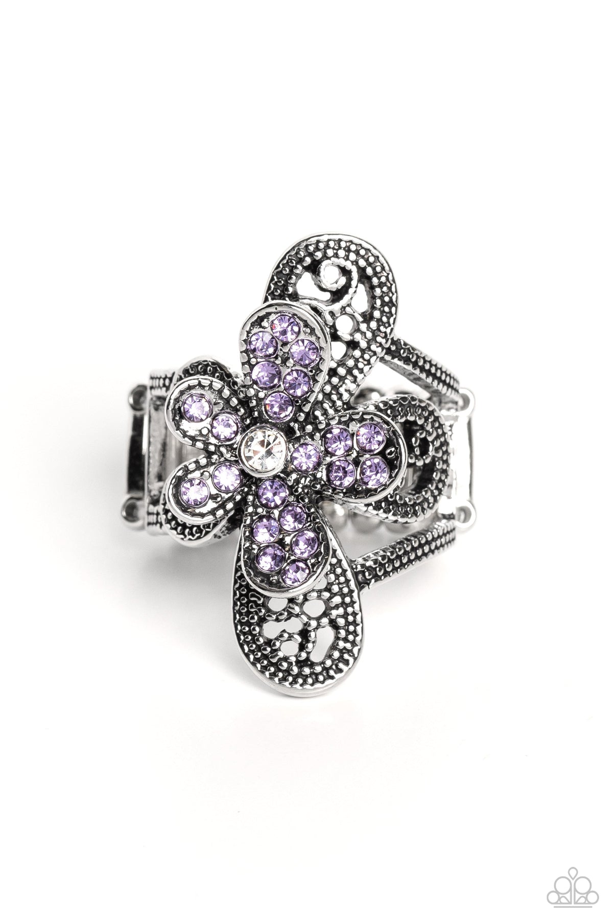 Garden Escapade Purple Flower Ring - Paparazzi Accessories- lightbox - CarasShop.com - Paparazzi Jewelry by Cara Jewels