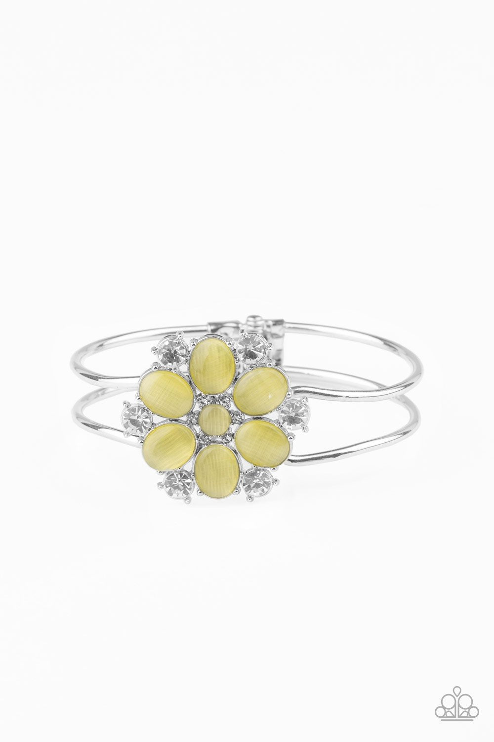 Garden Extravagance Yellow Cat's Eye Flower Bracelet - Paparazzi Accessories- lightbox - CarasShop.com - Paparazzi Jewelry by Cara Jewels