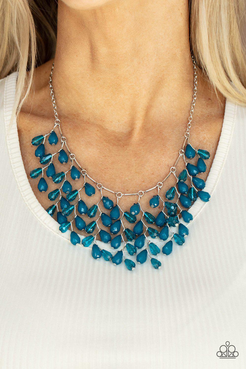 Garden Fairytale Blue and Silver Necklace - Paparazzi Accessories- lightbox - CarasShop.com - Paparazzi Jewelry by Cara Jewels