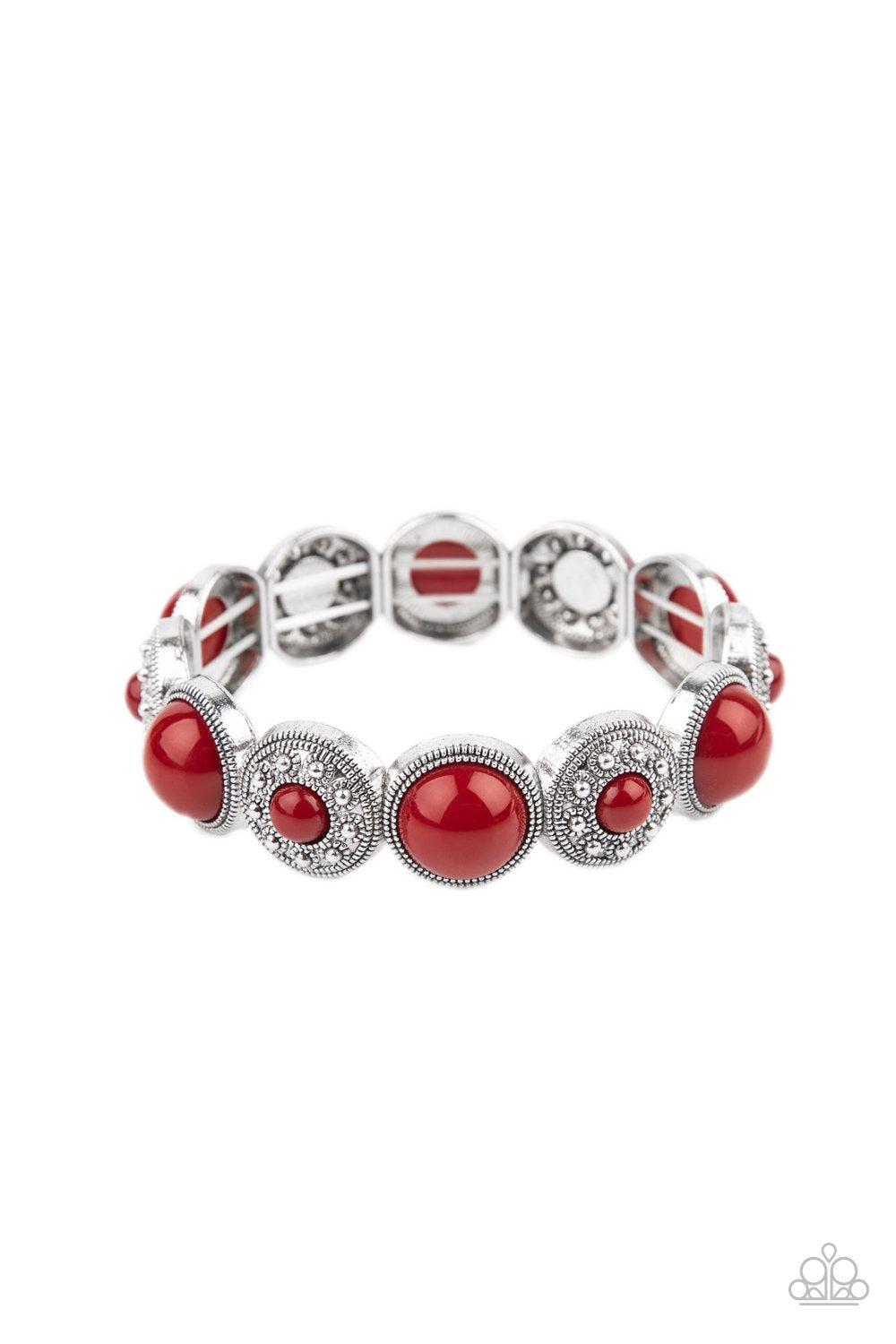 Garden Flair Red and Silver Bracelet - Paparazzi Accessories- lightbox - CarasShop.com - Paparazzi Jewelry by Cara Jewels