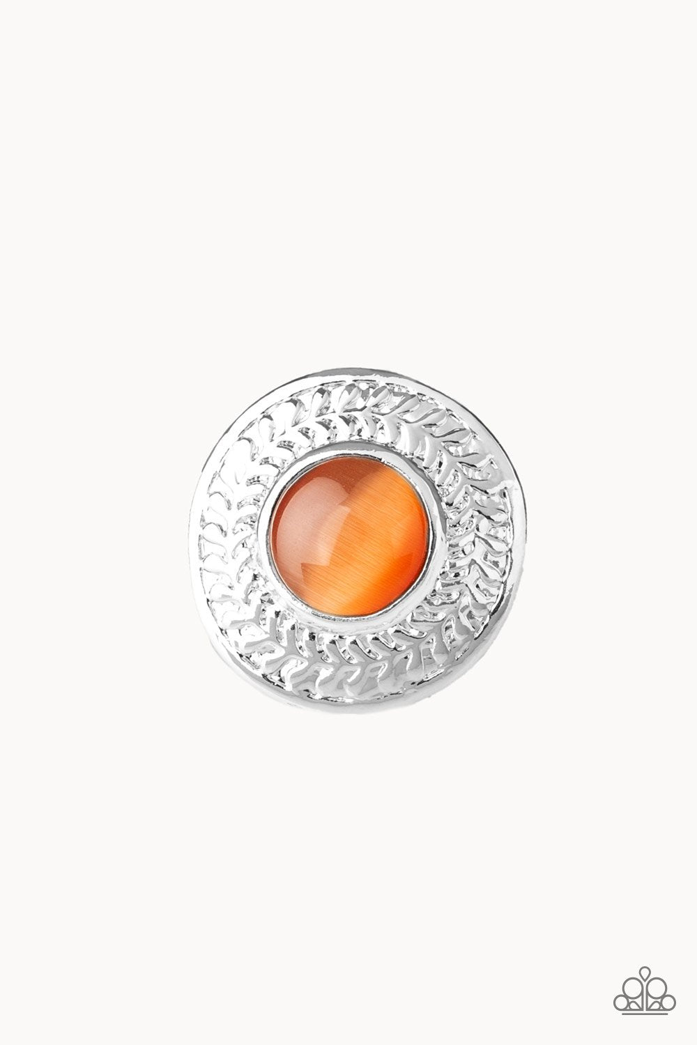 Garden Garland Silver and Orange Moonstone Ring - Paparazzi Accessories- lightbox - CarasShop.com - Paparazzi Jewelry by Cara Jewels