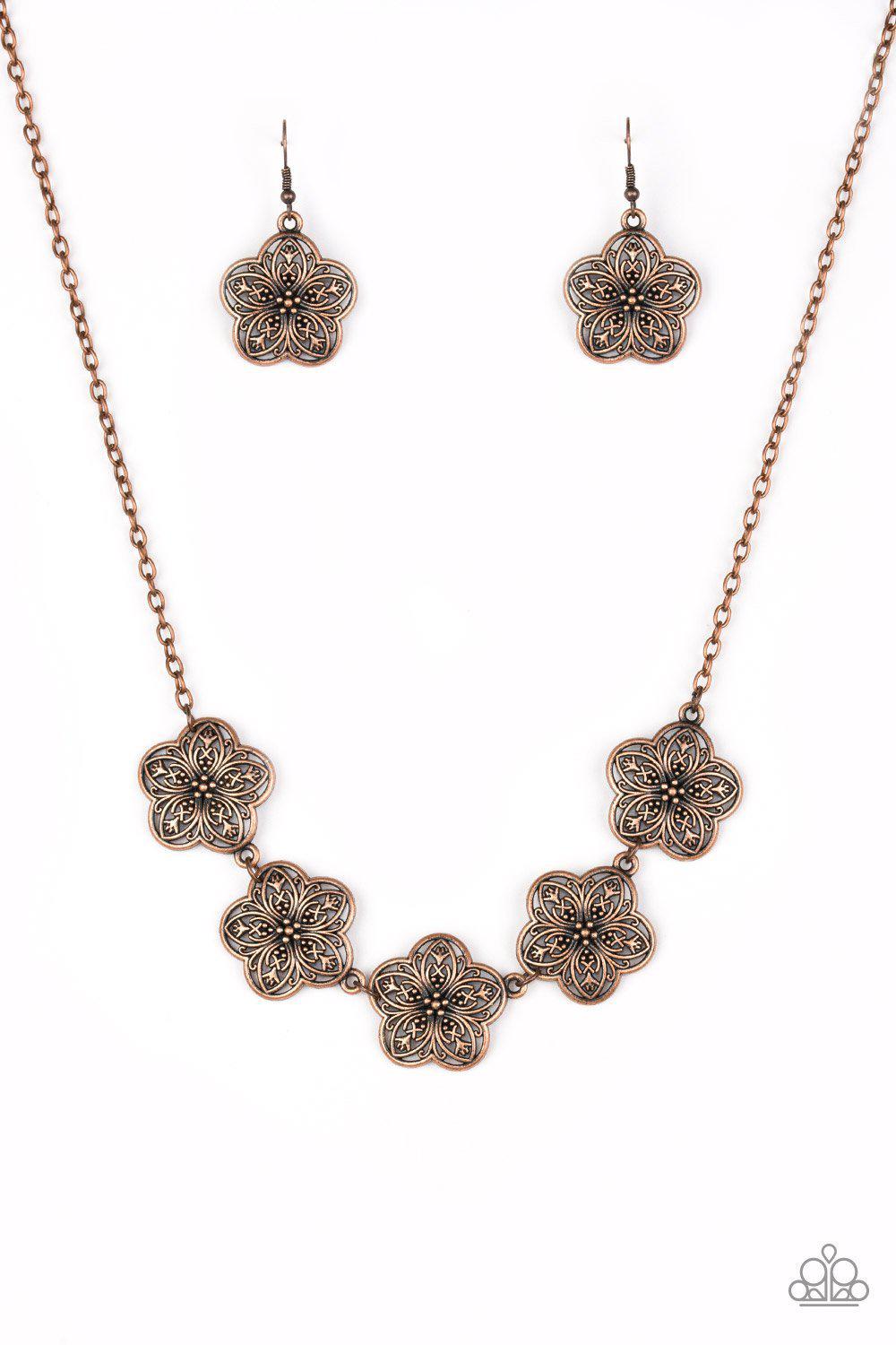 Garden Groove Copper Flower Necklace - Paparazzi Accessories- lightbox - CarasShop.com - Paparazzi Jewelry by Cara Jewels