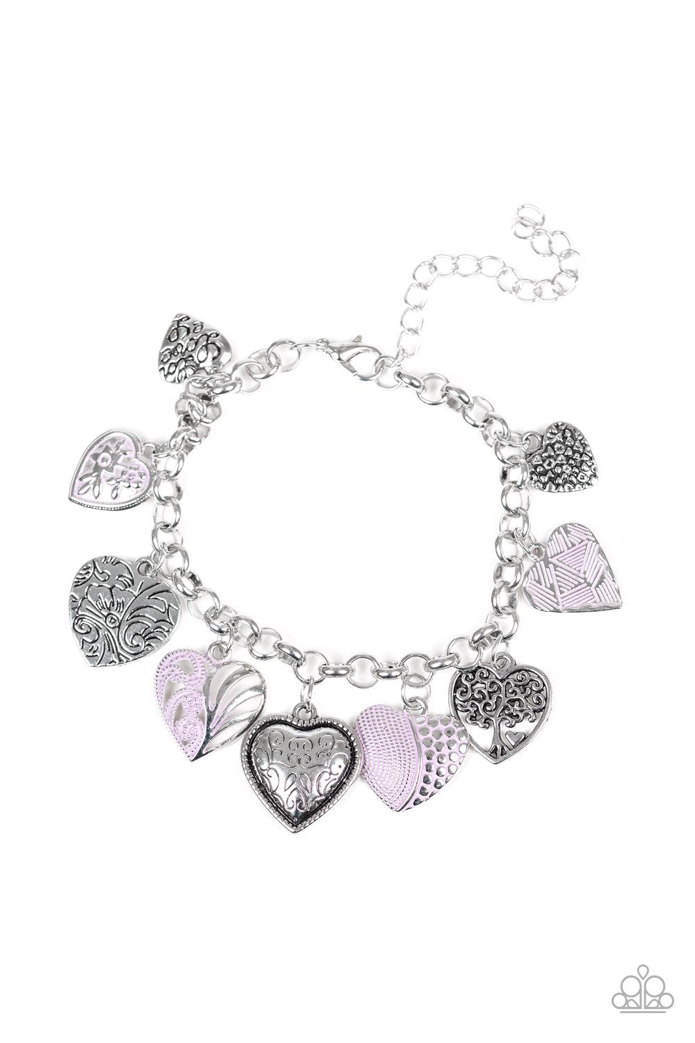 Garden Hearts Purple and Silver Bracelet - Paparazzi Accessories- lightbox - CarasShop.com - Paparazzi Jewelry by Cara Jewels