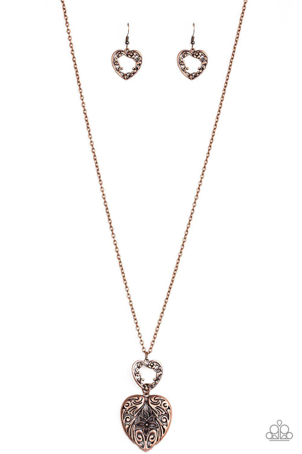 Garden Lovers Copper Heart Necklace - Paparazzi Accessories- lightbox - CarasShop.com - Paparazzi Jewelry by Cara Jewels
